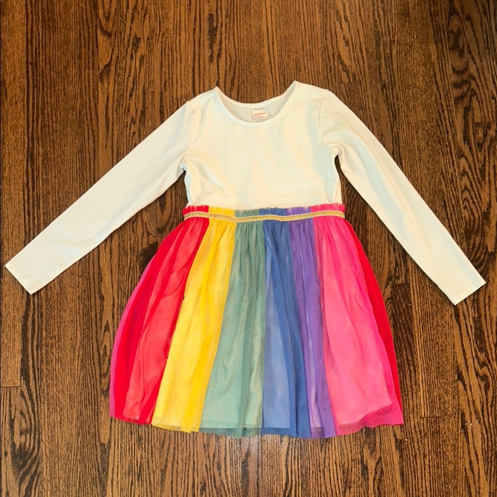 Hanna Andersson GUC Rainbow Dress - White and Multicolor